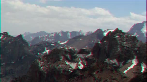 Glitch Effekt Moln Över Fjällen Timelapse Pamir Video — Stockvideo