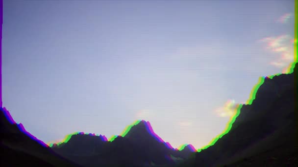 Glitch Effekt Bergssluttningar Månskenet Tidsinställd Pamir Video Ultrahd — Stockvideo