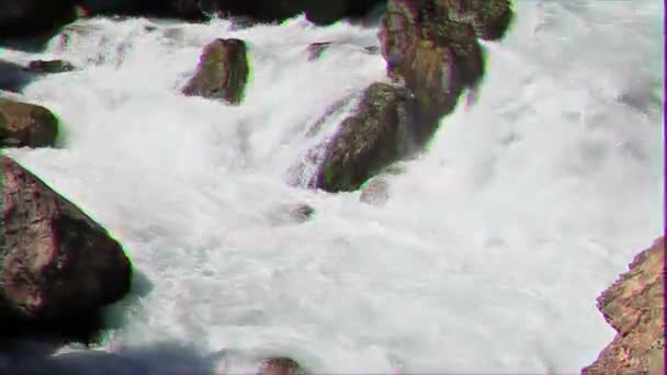 Effetto Glitch Flusso Acqua Veloce Tazhikistan Iskanderdarya Video — Video Stock