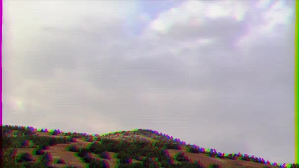 Effetto Glitch Pendenza Con Alberi Tramonto Pamir Tagikistan Time Lapse — Video Stock