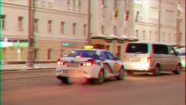 毛刺效果 城市管理 俄罗斯叶卡捷琳堡 2015年1月17日 斯大林帝国风格的市政厅从Xix世纪建筑中重建而成 超高清 — 图库视频影像