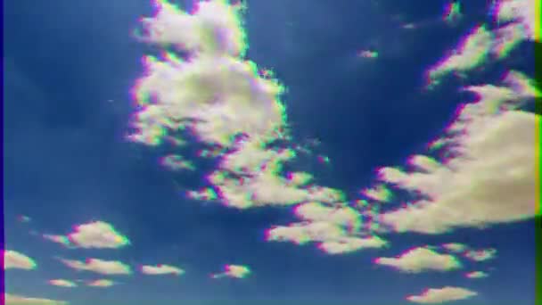 Glitch Effect Heldere Wolken Lucht Time Lapse Video — Stockvideo