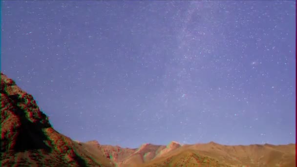 Efeito Falha Estrelas Sobre Montanhas Time Lapse Vídeo Ultrahd — Vídeo de Stock