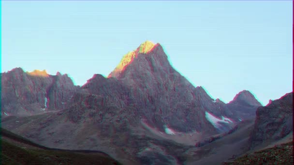 毛刺效果 黎明时分的山 时间推移 帕米尔 塔吉克斯坦 超高清 — 图库视频影像