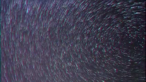 Glitch Effect Sterren Rond Pole Star Timelapse Video — Stockvideo