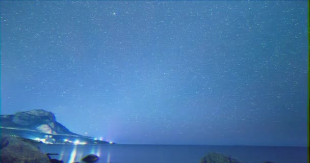 毛刺效果 银河上升 萨里奇角 克里米亚最南端 超高清 — 图库视频影像