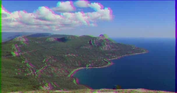 Glitch Effekt Södra Krim Laspi Bay Timelapse Video Ultrahd — Stockvideo