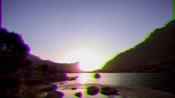 Effetto Glitch Giorno Segue Notte Laghi Kulikolon Tagikistan Time Lapse — Video Stock