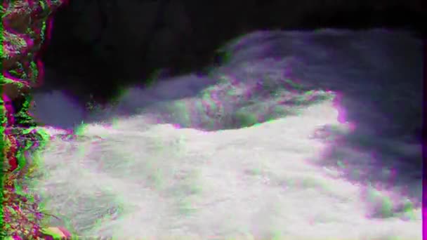 Glitch Effect Water Flow Tajikistan Iskanderdarya Video — Stock Video
