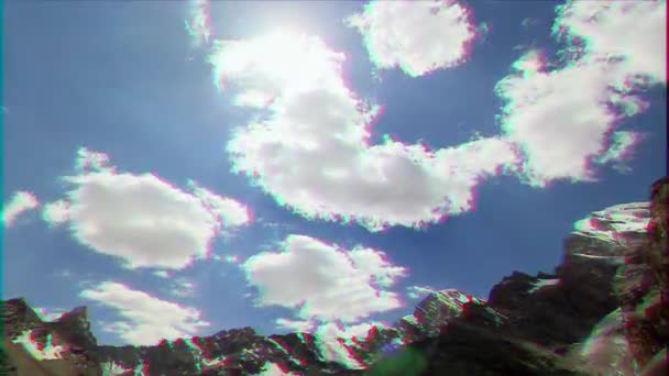 Effetto Glitch Nuvole Montagna Tazhikistan Time Lapse Video — Video Stock