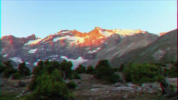 Glitch Effekt Berge Morgengrauen Zeitraffer Pamir Tadschikistan Video Ultrahd — Stockvideo