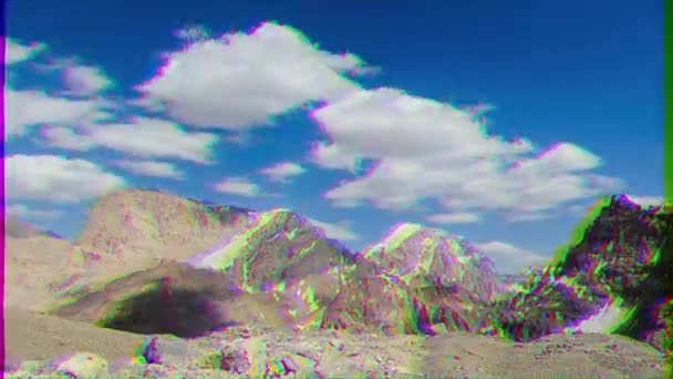 Effetto Glitch Vertici Delle Nuvole Timelapse Pamir Tagikistan Video Ultrahd — Video Stock