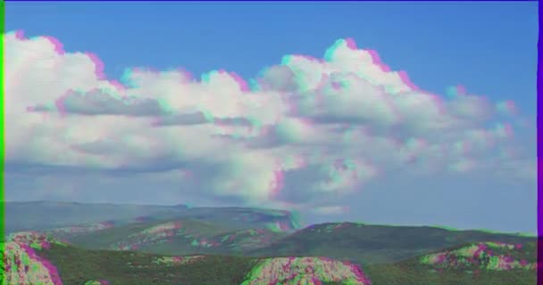 Glitch Effekt Der Süden Der Krim Die Berge Zoom Zeitraffer — Stockvideo
