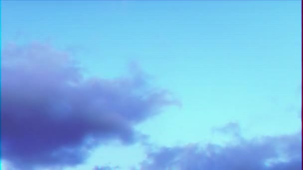 グリッチ効果 明るい雲 時間の経過 ビデオ — ストック動画