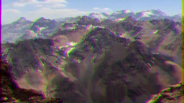 Glitch Effekt Die Schatten Der Wolken Den Bergen Zeitraffer Video — Stockvideo