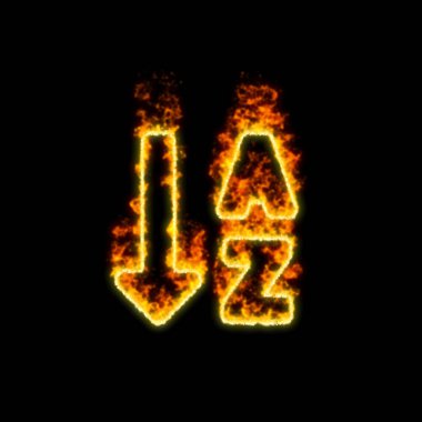 Sembol sıralama alfa aşağı kırmızı ateşte yanıklar 