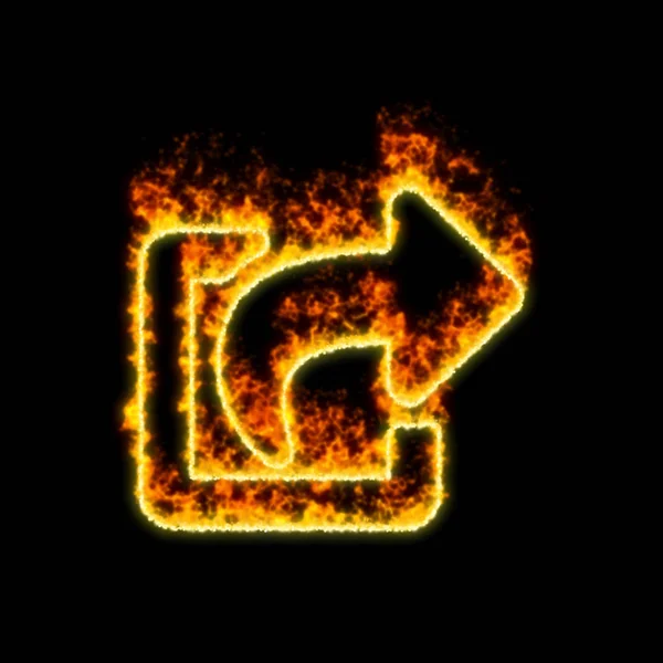 The symbol share square burns in red fire — Stock Photo, Image