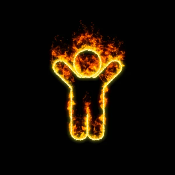 El símbolo niño arde en el fuego rojo — Foto de Stock
