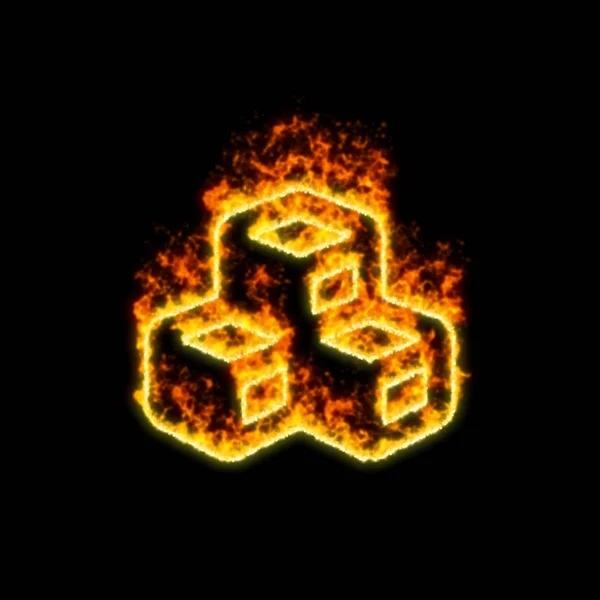 Los cubos símbolo arde en el fuego rojo —  Fotos de Stock