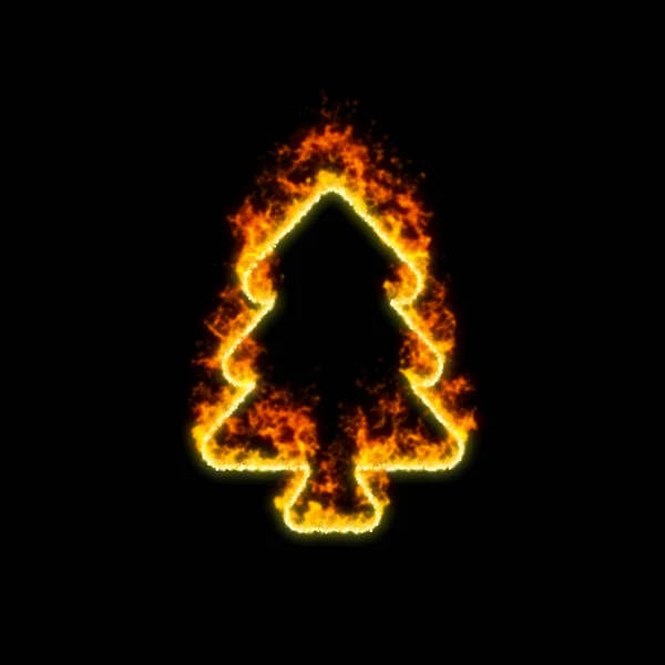 A árvore de símbolo queima no fogo vermelho — Fotografia de Stock