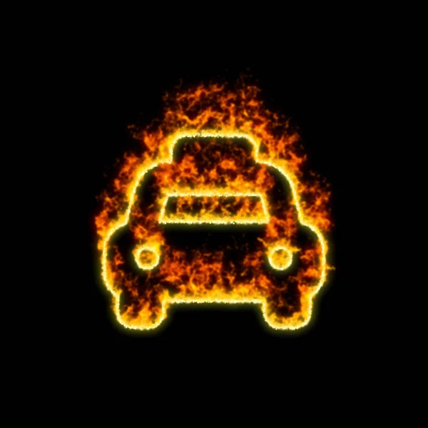 The symbol taxi burns in red fire — Stock Photo, Image