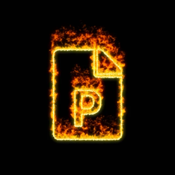Symbolfilen P bränner i röd eld — Stockfoto