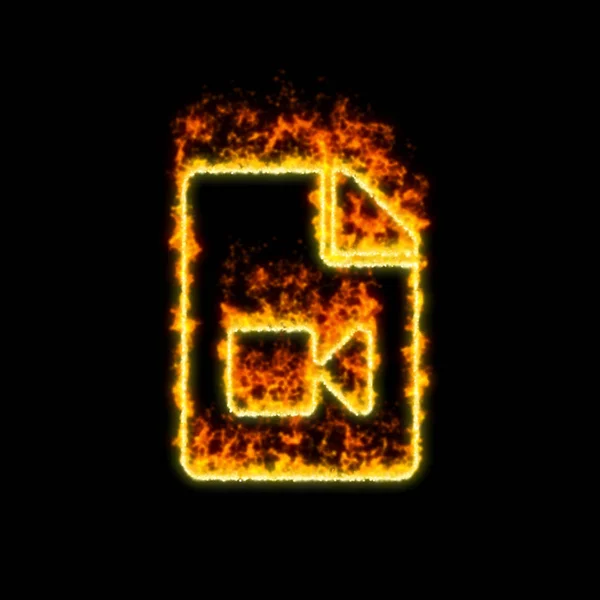 The symbol file video burns in red fire