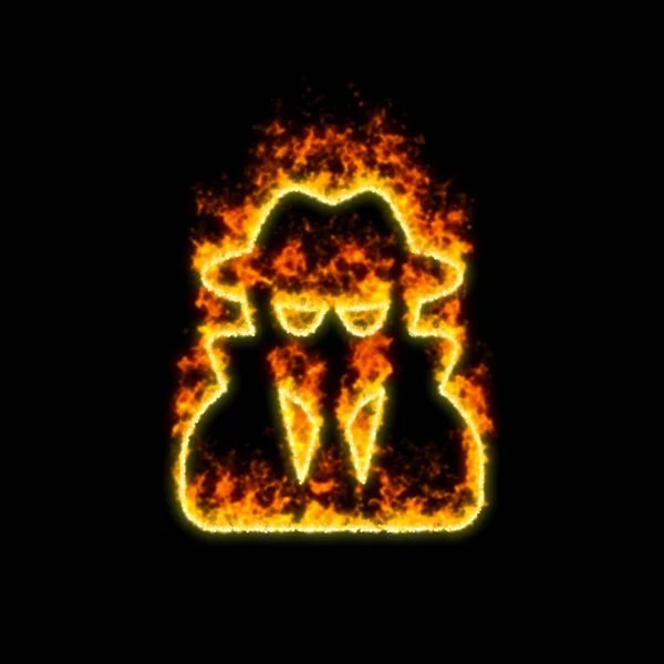 El símbolo de usuario secreto se quema en el fuego rojo — Foto de Stock