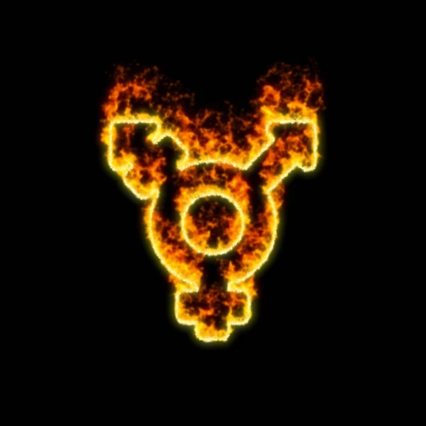 Le symbole transgenre brûle dans le feu rouge — Photo