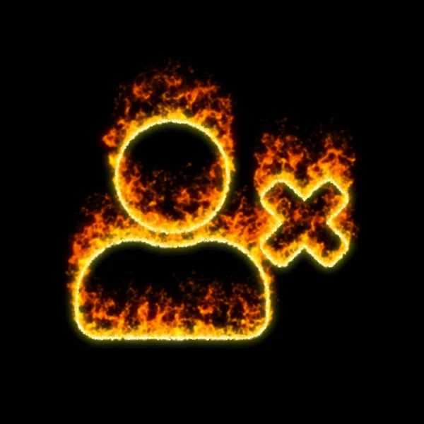 The symbol user delete burns in red fire