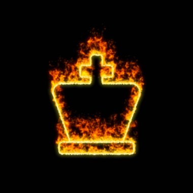 Sembol satranç kralı kırmızı ateşte yanıyor 