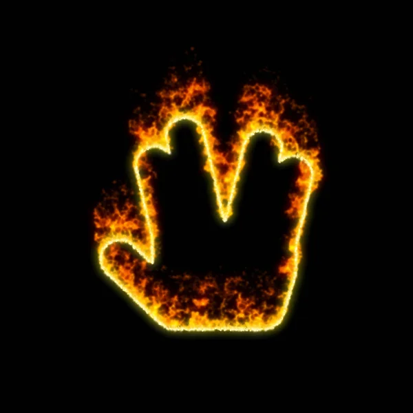 The symbol Live long and prosper burns in red fire