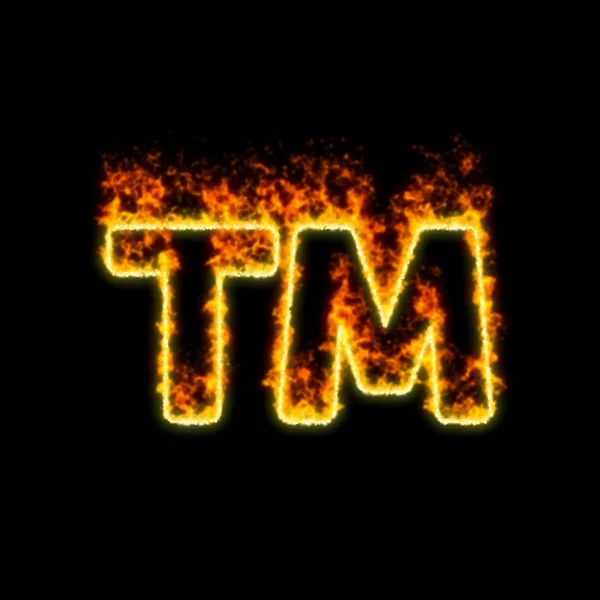A marca registrada do símbolo queima no fogo vermelho — Fotografia de Stock