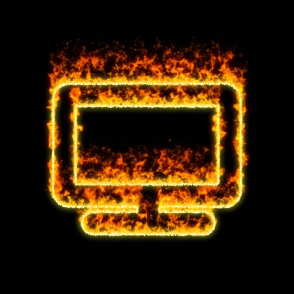 Символ телевизора горит в красном огне — стоковое фото
