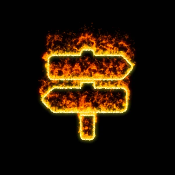 Символический знак горит красным огнем — стоковое фото
