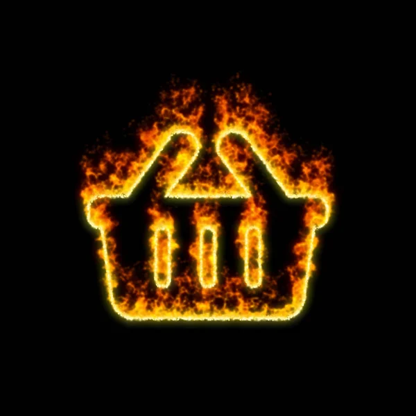 Symbol kosz na zakupy pali się w czerwonym ogniu — Zdjęcie stockowe