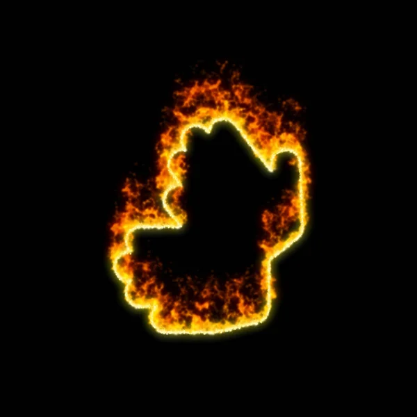 O símbolo língua de sinais queima no fogo vermelho — Fotografia de Stock
