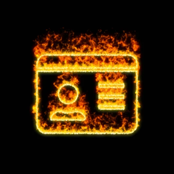 The symbol id card burns in red fire — Stock Photo, Image