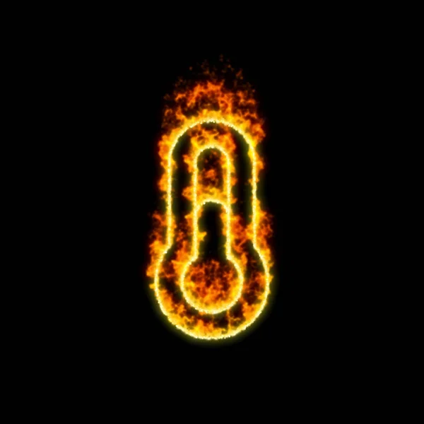 Sembol termometre kırmızı ateşte yarı yanıyor — Stok fotoğraf