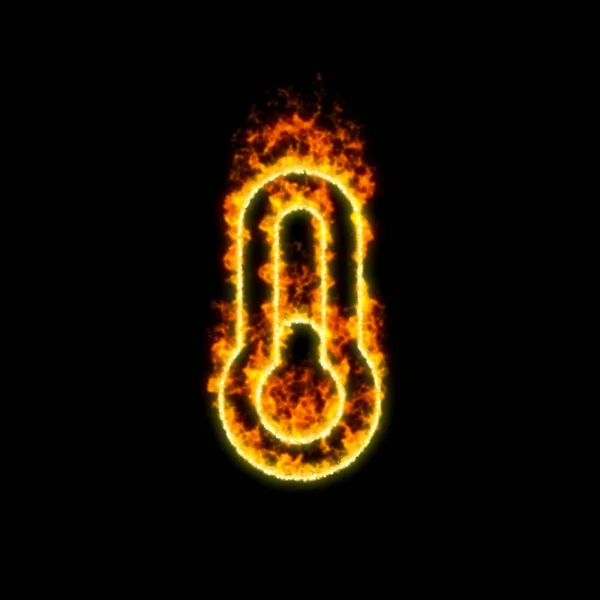 Le symbole thermomètre quart brûle dans le feu rouge — Photo