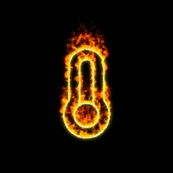 Символ термометра порожній опік у червоному вогні — стокове фото