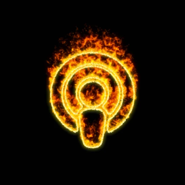 Le podcast symbole brûle dans le feu rouge — Photo