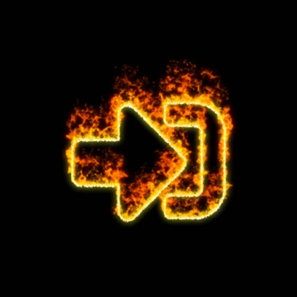 Il simbolo entra (in) brucia nel fuoco rosso — Foto Stock