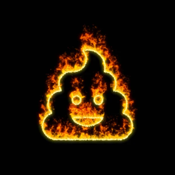 Символ какашки горит в красном огне — стоковое фото