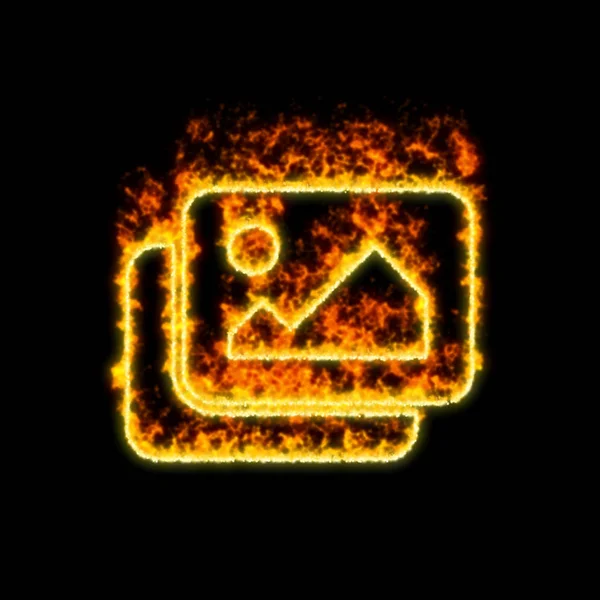 The symbol pictures burns in red fire — Stock Photo, Image