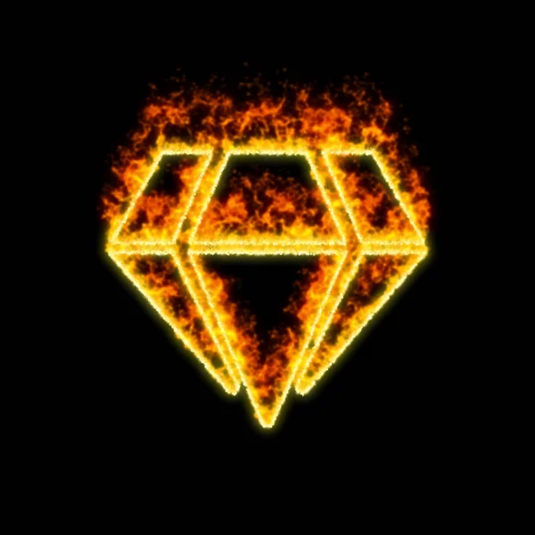 Het symbool Gem brandt in rood vuur — Stockfoto
