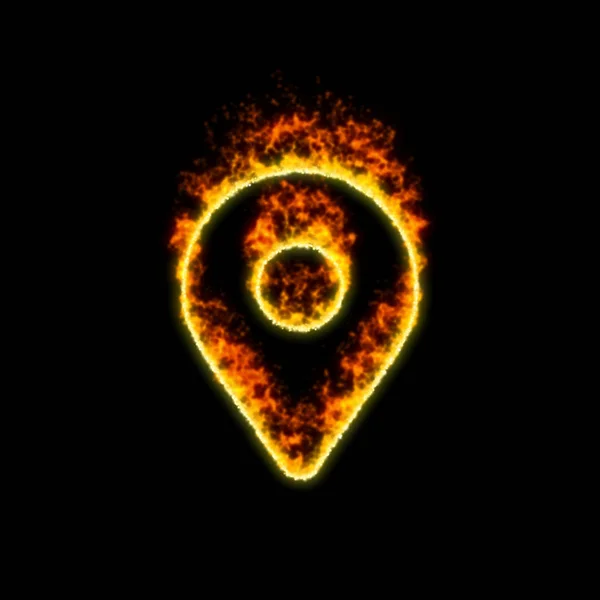 Symbol kart markören brinner i röd eld — Stockfoto