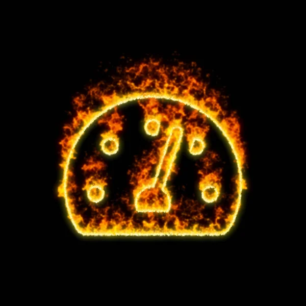 The symbol speedometer burns in red fire — Stock Photo, Image