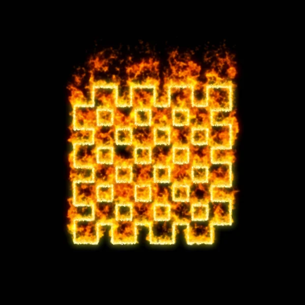 Symbol schackbräde brinner i röd eld — Stockfoto