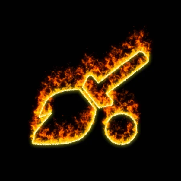 Der Symbolbesen brennt in rotem Feuer — Stockfoto